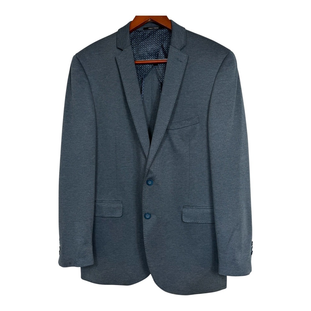 Bar III Mens Slim Fit Blazer 42L Blue Knit Two Button Sport Coat Macys